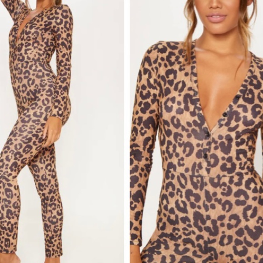 Leopard Button Neck Onesie